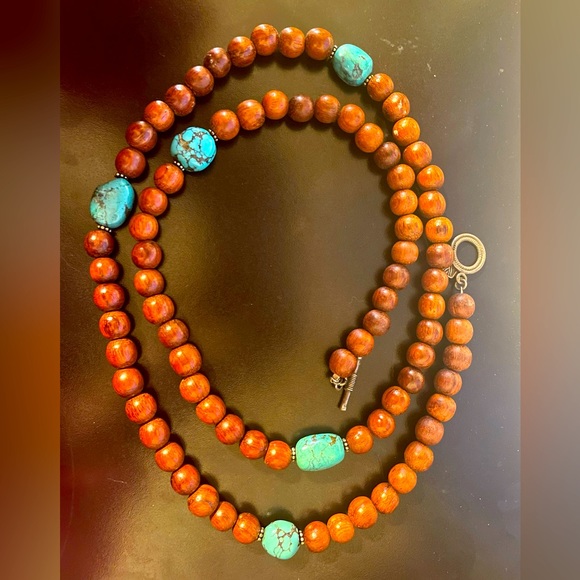 Silpada Turquoise and Wood Sterling Silver Toggle Necklace - Picture 2 of 9